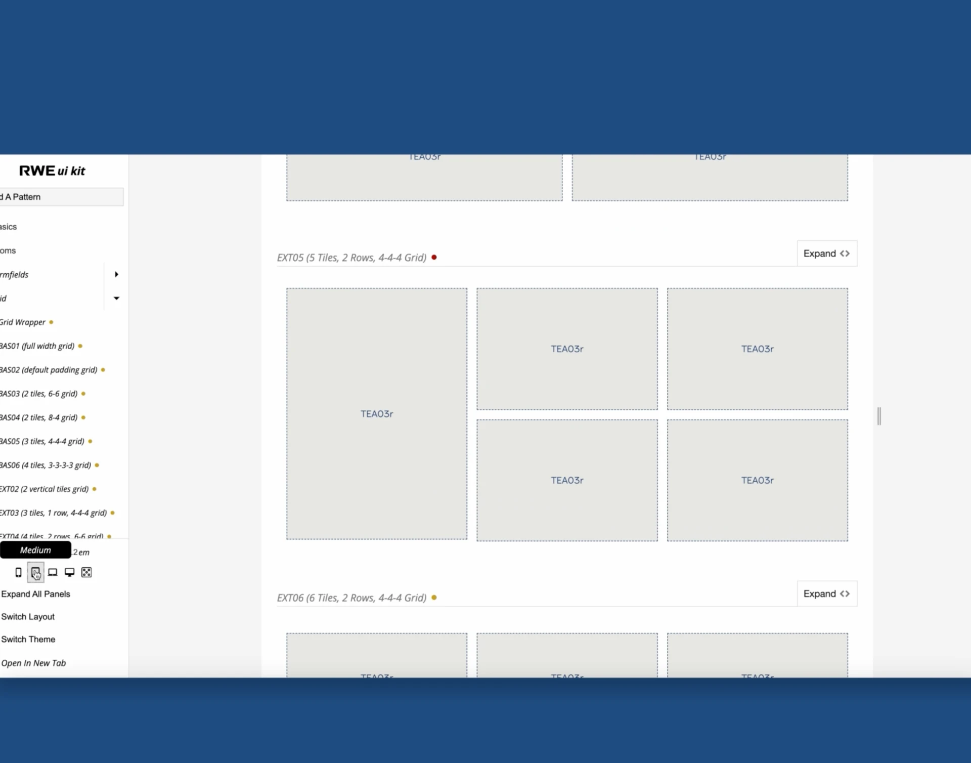RWE UI Kit Pattern responsive Grid Raster