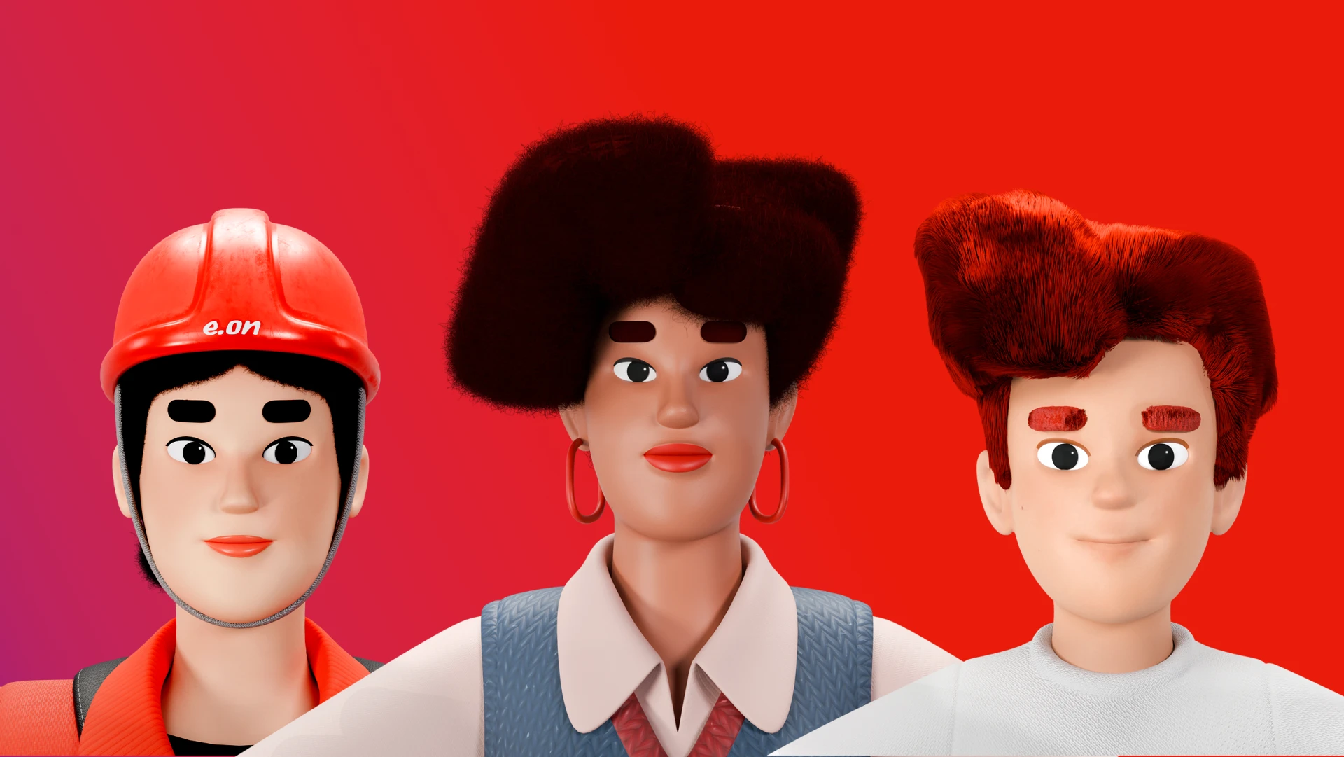 E.ON Character: Frau, Ingenieurin und Kind