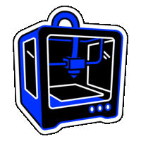 Sticker "Kreativität trifft Technologie", 3D-Drucker druckt