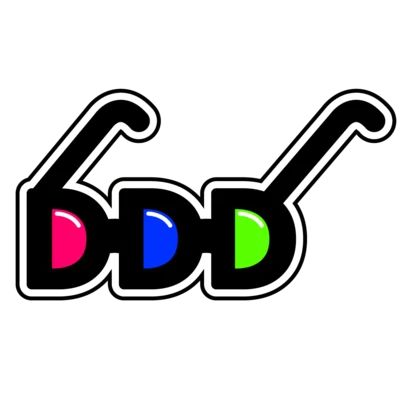 Sticker Disziplin Grafikdesign, Brille mit 3 Mal dem Buchstaben D nebeneinander als Brillengläser