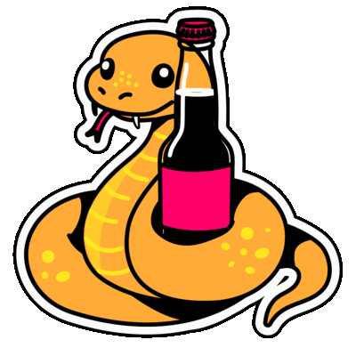 Sticker Kollaboration, Boa Schlange umschlingt Cola-Flasche
