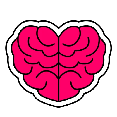 Sticker "Empathie erzeugt geniale Lösungen", herzförmiges Gehirn